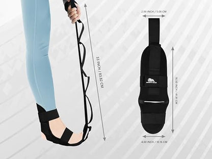 Foot and calf stretcher for planter fasciitis, Heel Spurs, Foot Drop, Achilles Tendinitis, Hamstring Strains, and Calf Muscle Stretching - color: Black