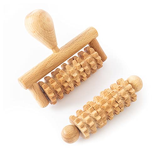 tuuli Body and Face Roller, Multi-Functional Wooden Massage Roller, Helps Ease Muscle Tension and Support Skin Health, Natural Face Massage Tools, Set of 2 (2 Piece Set) - size: 2 Piece Set