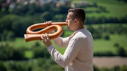 S-shaped Professional Didgeridoo for Meditation, Sound Healing Therapy, Yoga and Circular Breathing — NOT MADE IN CHINA — Mahogany Wood, 2-YEAR WARRANTY - style: S-shape, note C