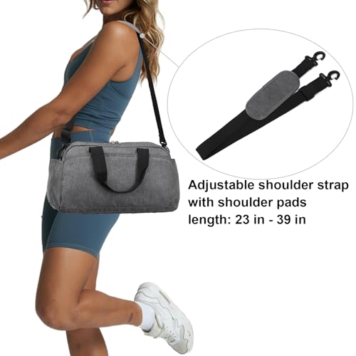 14 inch Small Gym Bag for Women & Men, Mini Duffel Bag for Travel Sports Lightweight Carry On Bag, Grey - color: Grey