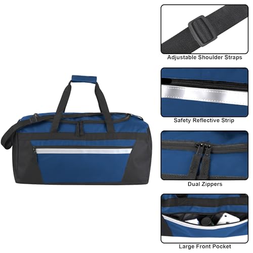40 Liter, 22 Inch Reflective Duffle Bag with Shoulder Strap for Men, Women, Travel - color: Navy