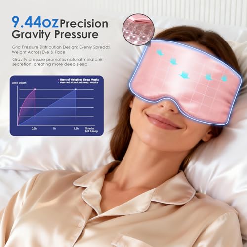 Akakios Weighted Eye Mask Silk Sleep Mask for Sleeping(Pink) - color: Pink