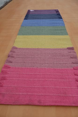 Jaipur Art & Rugs Cotton Yoga Rug - Eco-Friendly Hand-Woven Thick Mat (24”x72”x5mm) for Everyday Fitness at Home - Comfortable & Extra-Long - color: Multicolor 10