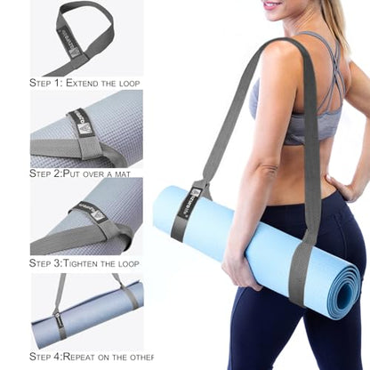 A AZURELIFE [MAT NOT Included] Yoga Mat Sling, Yoga Mat Straps for Carrying, Easy-Cinch Yoga Mat Holder Strap - color: Gray