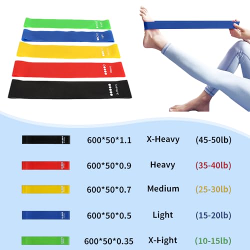 Resistance Bands for Working Out 5-Pack Exercise Bands Resistance Bands Set Elastic Bands for Exercise for Women,Leg Hip Glute Trainingyoga Pilates Physical Therapy