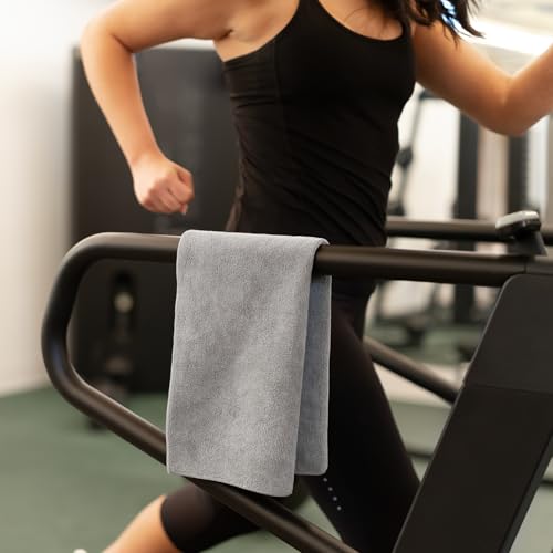 S&T INC. Microfiber Gym Towels, 6 Pack, 16" x 27" | Absorbent and Lightweight, Quick-Dry, Compact for Gym Bag, Yoga and Travel, Machine Washable - color: Grey