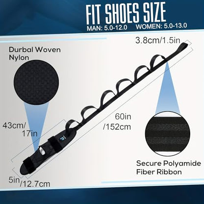 Foot and Calf Stretching Strap with Loops, Plantar Fasciitis Stretch Strap for Yoga & Flexibility Training, Black