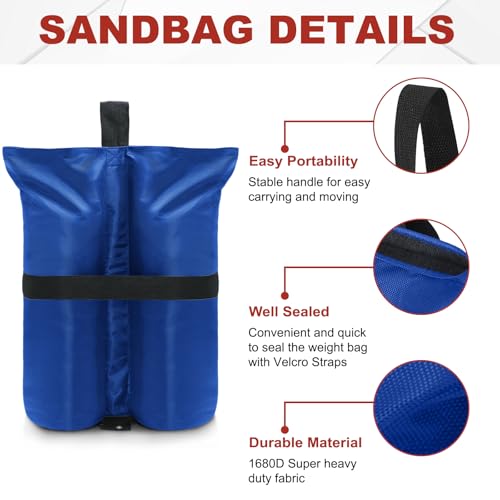 ABCCANOPY Canopy Weights 185 LBS Tent Sand Bags,4-Pack Blue(No Sand) - color: Blue, size: 185 LBS