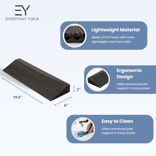 Everyday Yoga EVA Foam Yoga Wedge Support Block, 19.5 x 6 x 2 In - Black