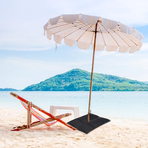 Umbrella Base Weights Sand Bags, 2 x 55LBS Fillable Sandbags for Outdoor Umbrella Stands, Cantilever Umbrellas, Trampolines, Patio Furniture, Garden Backyard Poolside Accessories Black (Without Sand)