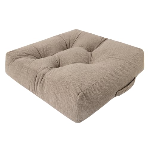 Floor Pillow Cushion with Handle for Adults Women Men | Large Meditation & Sitting Cushion Pillow for Tatami, Living Room, Yoga (2, Brown, Square, 22" x 22" x 6") - color: Brown, Square