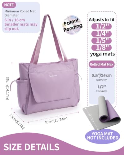 sportsnew Yoga Mat Bag Waterproof Tote Gym Bag Mat Carrier W/Wet Pocket - color: Lavender