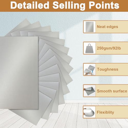 Silunkia 28 Sheets Shimmer Gray Cardstock 8.5 x 11 Craft Paper 92lb | Premium Heavyweight Card Stock for DIY Card Making, Greeting Cards, Wedding Invitations - color: Silver, size: 28 Sheets
