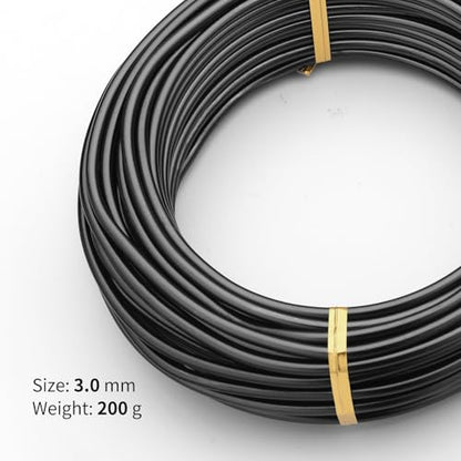 Bonsai Training Aluminum Wire, 3.0mm 9 Gauge Black 200g, Bendable Anodized Craft Wire, Flexible Armature Wire for Bonsai Tree Shaping, DIY Handcraft and Model Making(Black-3.0) - color: Black, size: 9 Gauge
