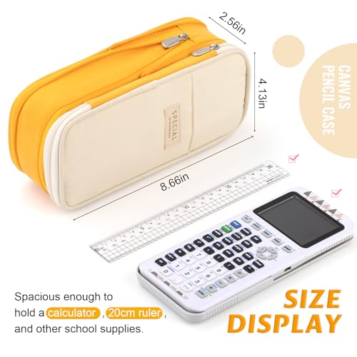 EASTHILL Big Capacity Pencil Pen Case Office College School Large Storage High Bag Pouch Holder Box Organizer Yellow Orange - color: Yellow