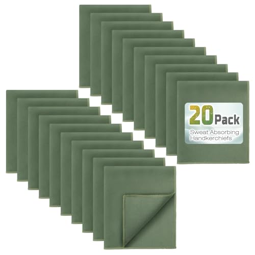 20팩 30.5cm x 25.4cm(12 x 10인치) 극세사 땀 흡수 손수건, 남성용, 빠른 건조 땀 걸레 타월, 얼굴, 목, 헬스장용 - color: 20그린