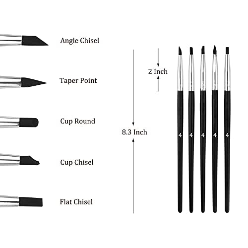 Sdanart Silicone Rubber Tip Paint Pens Brushes,Silicone Paint Brush,Size 4 | 5 PCS Professional Silicon Color Shapers Brushes，Rubber Paintbrush，Flexible Clay Sculpture Tools - size: size 4