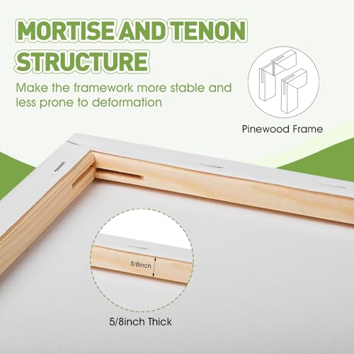 FUMILE Stretched Canvas for Painting 10x10, 12 Pack Square Canvases for Painting-5/8 in Profile Primed White Blank Painting Canvas Value Pack for Oil & Acrylic Paint - size: 10x10 in