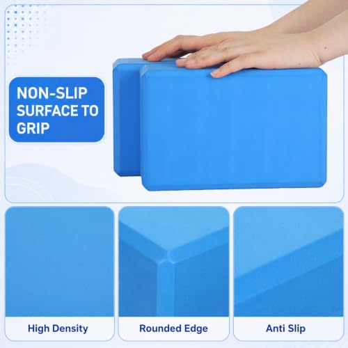 Wettarn 6 Pack Yoga Blocks 9 x 6 x 4 Inch EVA Foam, Lightweight | Non Slip, Yoga Props Accessories for Pilates, Stretching and Meditation - color: Blue