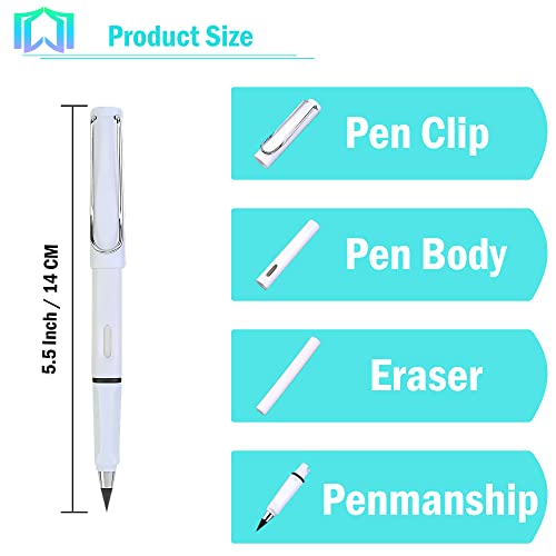 6 Sets Everlasting Pencil, Infinity Pencils, NO-Sharpening Pen for Writing Drawing Students Sustainable Pencil for Home Office School (6 Pencils + 6 Erasers + 8 Replaceable Nibs) - color: Classic