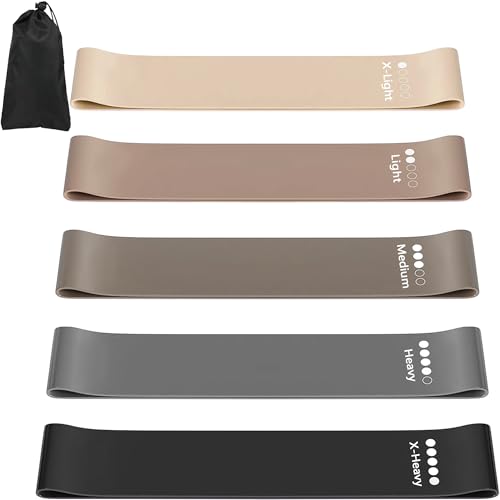 Resistance Bands for Working Out, Latex Exercise Bands Set of 5, Elastic Bands for Exercise with Workout Guide and Carry Bag, Fitness Bands for Strength Training, Yoga, Pilates, Home Workout - color: Black + Gray [Set of 5]