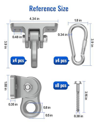 Heavy Duty Swing Hangers, Indoor-Outdoor Hooks, 4-Pack - color: 4 Pack Silver