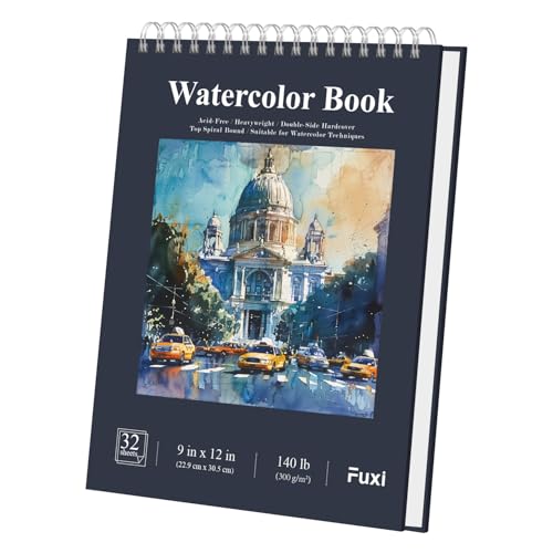 Watercolor Sketchbook 10"x12", 32 Sheets (64 Pages) Water Color Paper, 140lb/300gsm Watercolor Paper, Spiral Hardcover Watercolor Notebook for Painting, Water Color Sketch Books for Teens & Adults. - color: Dark Blue, size: 12" x 10" (Pack of 1)