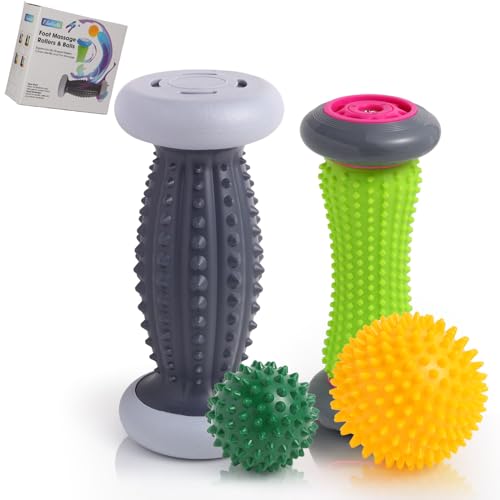 Plantar Fasciitis Relief, Foot Roller & Massager for Plantar Fasciitis, Neuropathy & Reflexology - 2 Foot Massage Roller & Ball (Green, Large) - color: Green