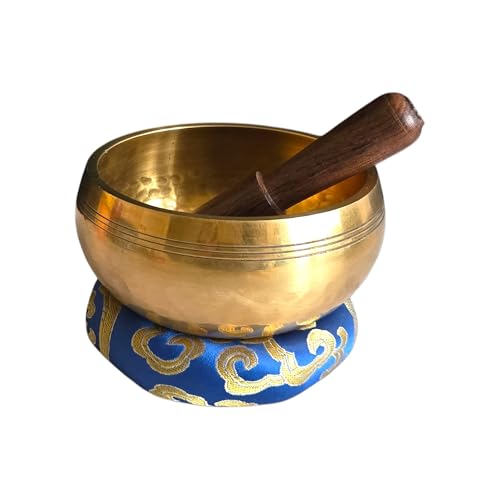4 Inch Hand Hammered Singing Bowl Gift Set - Includes Wooden Mallet, Cushion & Gift Box - Mindfulness & Yoga Tool for Stress Relief - Spring Wellness Ritual - Made in Nepal - size: 4 inch
