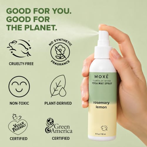 MOXE Yoga Mat Cleaner Spray, Rosemary & Lemon Essential Oils, 4oz - size: 4 Fl Oz (Pack of 1)