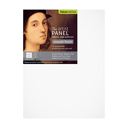 Ampersand Primed Smooth | 9x12 | 1/8" Cradled | Smooth Gesso Panel - color: 1/8" Cradled Profile, size: 9" x 12"
