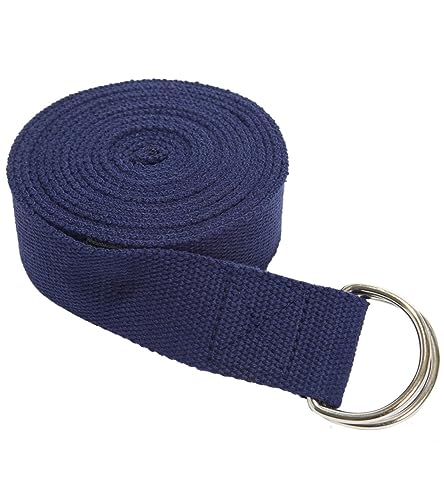 Everyday Yoga Strap with Metal D-Ring Athletic Stretching, 6ft/8ft/10ft | Durable Stretching Strap, Flexibility Training, Exercise & Fitness For Yoga, Pilates, Physical Therapy, Gym, Unisex-Adult - color: True Navy, size: 10 Foot