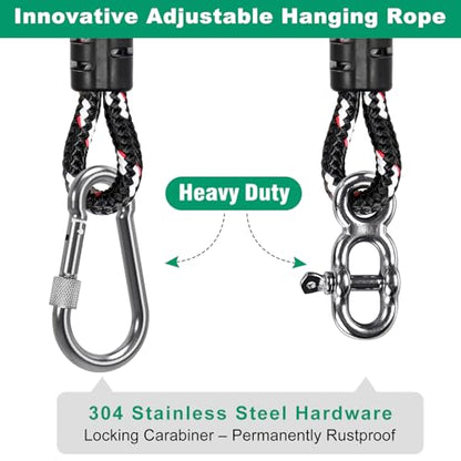SELEWARE 10FT Heavy Duty Tree Swing Ropes, Adjustable Hammock Tree Straps | 2 Pcs Black Swing Straps Hanging Kit w/Stainless Steel Carabiners for Indoor Outdoor Swing Hammock Playground Set Accessories - size: 10ft (2 Pcs)
