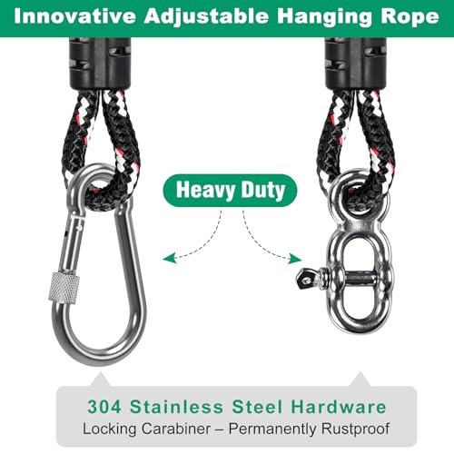 SELEWARE 5FT Heavy Duty Tree Swing Ropes, Adjustable Hammock Tree Straps | 2 Pcs Black Swing Straps Hanging Kit w/Stainless Steel Carabiners for Indoor Outdoor Swing Hammock Playground Set Accessories - size: 5ft (2 Pcs)