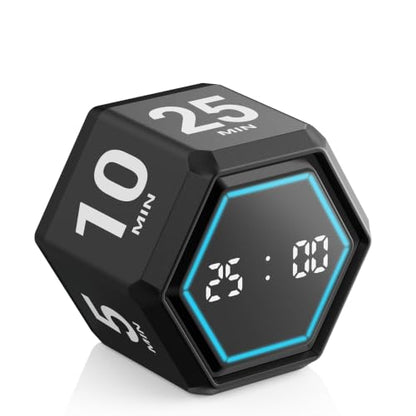Visual Productivity Timer with Stopwatch, 5 & 25 Minute Presets | 6 Presets 3, 5, 10, 25, 30 & 50 Minutes with Silent, Vibration and Sound Alerts for ADHD, Study, Work and Classroom - color: Black