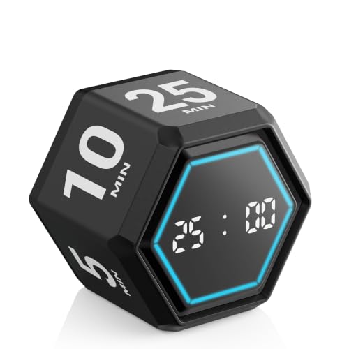 Visual Productivity Timer with Stopwatch, 5 & 25 Minute Presets | 6 Presets 3, 5, 10, 25, 30 & 50 Minutes with Silent, Vibration and Sound Alerts for ADHD, Study, Work and Classroom - color: Black