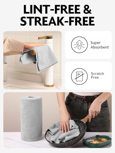 Fantasticlean Microfiber Cleaning Cloth Roll- 75 Sheets, 12" x 12" (Grey) - color: Grey, size: 75 pack