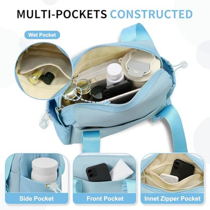 Mini Gym Bag, Small Gym Bag w/Wet Compartment for Women Sky Blue - color: Sky Blue