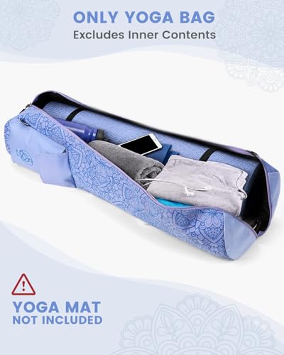 Gonex Yoga Mat Bag, Full-Zip Mat Carrier | 600D Oxford Fabric, Wet Pocket, Front Zip Pocket, Adjustable Strap, Fits Mats up to 26" - color: Blue Mist