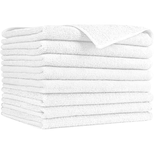 AIDEA White Microfiber Cleaning Cloth-8PK, Cleaning Rags 12"x 16" Reusable - color: White, size: 12in.x16in.
