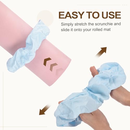 Yoga Mat Scrunchy, Durable & Elastic Fabric Yoga Mat Strap Band - color: Light Blue