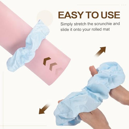 Yoga Mat Scrunchy, Durable & Elastic Fabric Yoga Mat Strap Band - color: Light Blue