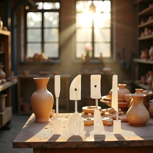 5 Pcs Wooden Pottery Clay Ribs Ceramic Potter Rib Ceramic Clay Sculpting Scrapers Tools Pottery Shaping Trimming Tools Ceramic Pottery Tools