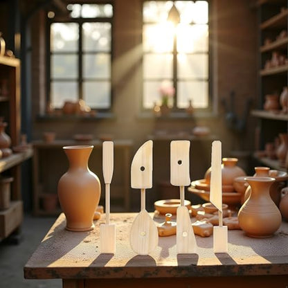 5 Pcs Wooden Pottery Clay Ribs Ceramic Potter Rib Ceramic Clay Sculpting Scrapers Tools Pottery Shaping Trimming Tools Ceramic Pottery Tools