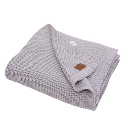 Dalisa 100% Organic Turkish Cotton Throw Blanket - GOTS Certified, Cozy - Perfect for Couch, Bed, and Home Decor - Boho Vintage Knit Alina (Harbor Mist, 60x80) - color: Harbor Mist, size: 60x80