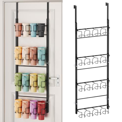 SWTYMIKI 4-Tier Water Bottle Organizer – Over the Door Stanley Cup Holder, Cup Organizer for Door or Wall Mount Option, Stanley Accessories for Pantry, Dorm, Office, RV Use, Black - color: Black, size: 4-Tier