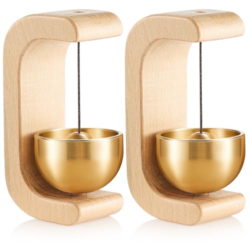 Zonon 2 Pcs Magnetic Wooden Doorbell Chime, Nature Beech | Shopkeepers Bell, C Shape Doorbell Decoration Wind Chime, Door Opening, Home Store Office Cafe Pet Housewarming Gift - color: Nature Beech