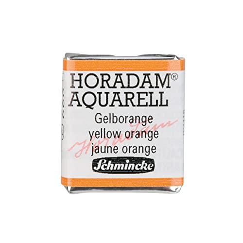 Schmincke - HORADAM® AQUARELL - Finest Artists' Watercolors, 222 Yellow-Orange, 14 210 044, 1/2 pan - color: 222 Yellow Orange