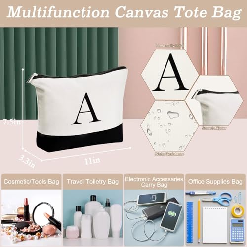 YOOLIFE Gifts for Women - Initial Canvas Tote Bag & Makeup Bag, Birthday Gifts for Women Mom Sister Friends - style: G