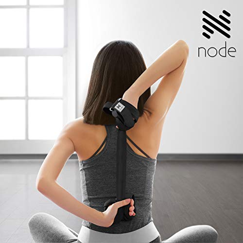 7-1/2' Yoga Strap for Stretching, Woven Cotton Blend Yoga Strap with Adjustable D-Ring Buckle for Exercise, Therapy and Fitness - color: Black